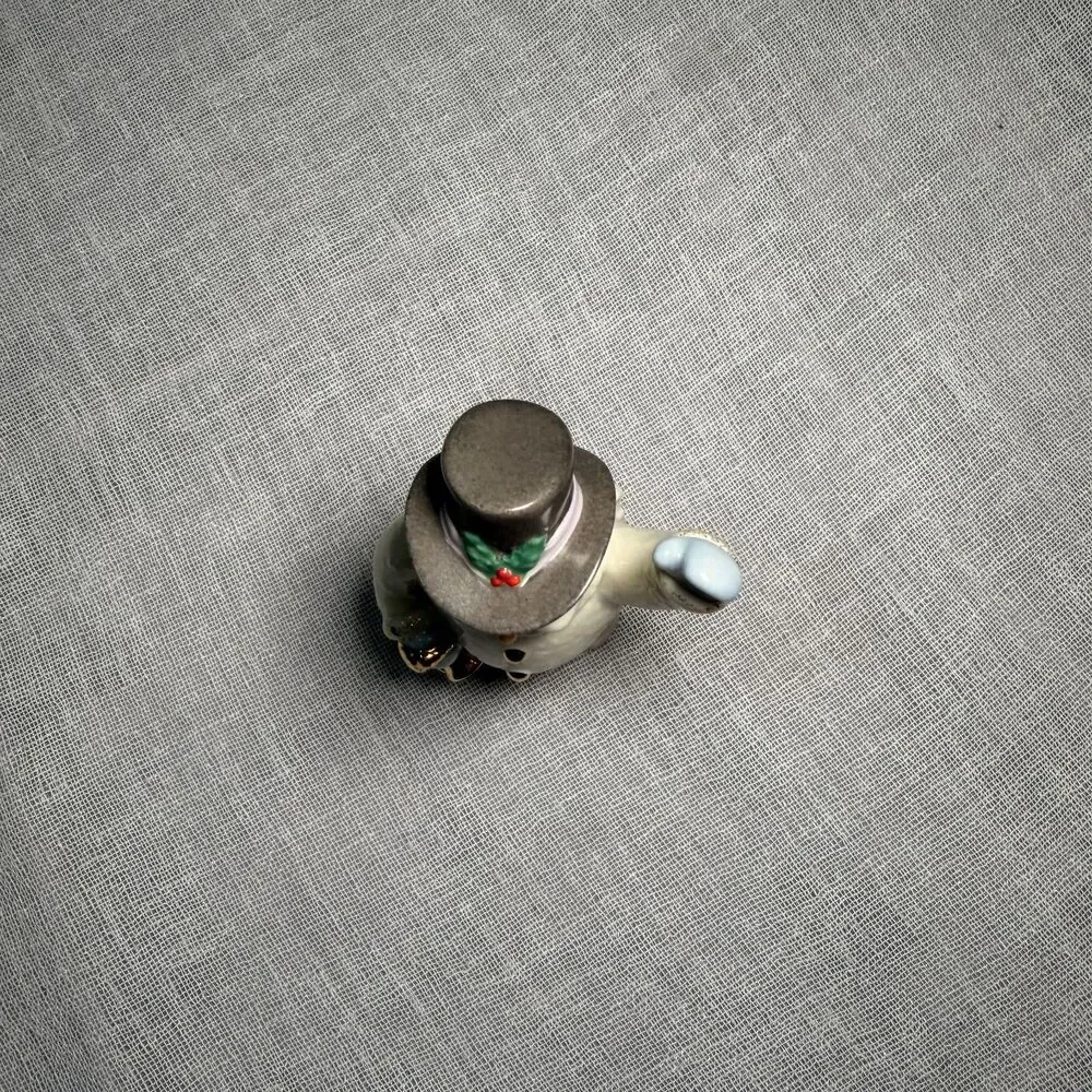 Lenox Snowman Figurine Gold Bells Top Hat Christmas Holiday Ivory Porcelain 4”